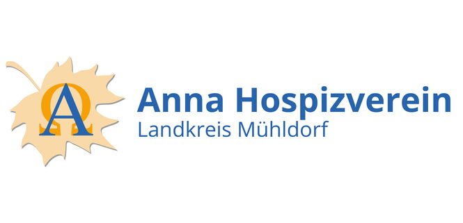 Das Logo des Anna-Hospiz zeigt die Buchstaben Alpha und Omega auf einem stilisierten Ahornblatt
